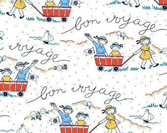White - Bon Voyage by MYKT from Windham Fabrics - Quilting Fabrics - Children Fabrics - Nursery Fabrics - Kids Fabrics - Fabric by the Yard