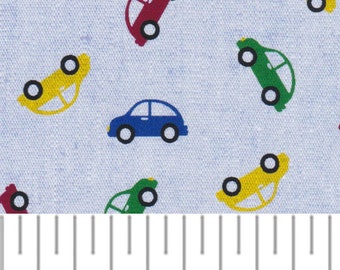 CHAMBRAY FABRIC - Car Print Fabric - Cars on Blue Chambray from Fabric Finders - Fabric Finders - 100% cotton - 60″ wide