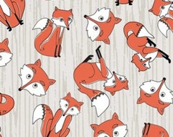 END OF BOLT! - 1  1/2 Yard - Foxy Play Fabric from Adornit - Timberland Critters Fabric Collection - Adornit Fabrics - Fabric by the Yard