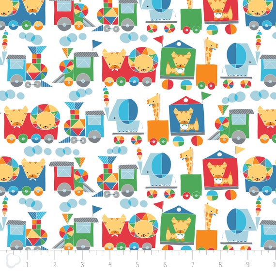 FLanell Jungle ChooChoo in Weiß Flanell von Heather Rosas von