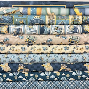 FABRIC BY YARD - Traveling Teddies Collection 100% Cotton Quilting Fabrics - Henry Glass Fabrics.