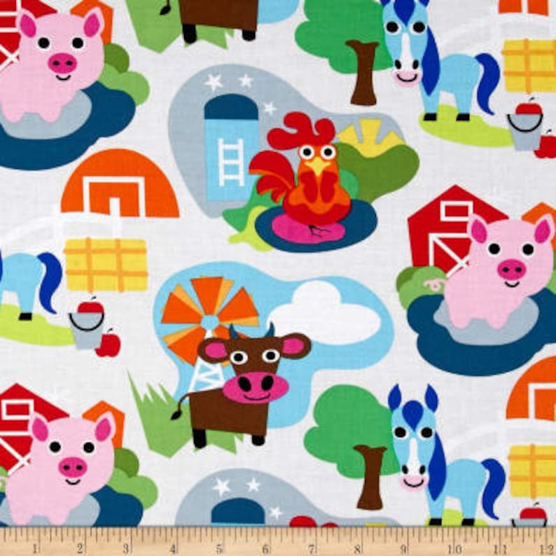 END BOLT! Animal Farm from Windham Fabrics Kids Fabrics 1 Yard Cotton Fabrics Farm Fabric Collection by French Bull