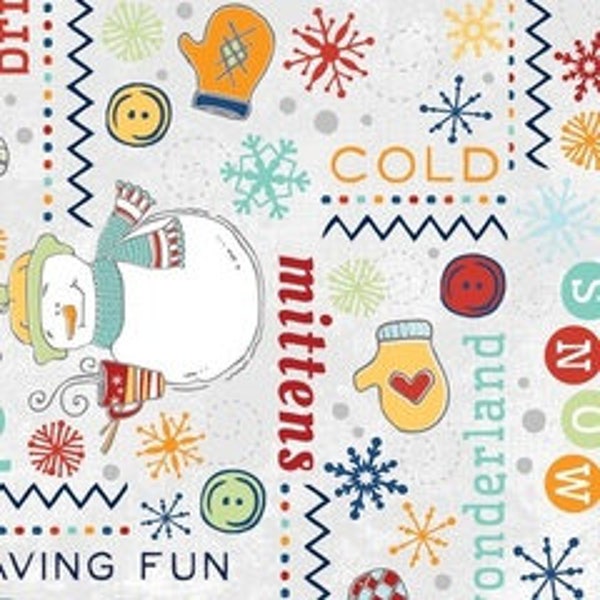 Snowman Wordplay - Flaky Snow Pals Collection - Adornit Fabrics - Snowman Fabrics - Weihnachtsstoff - Stoff bulk stock - Baumwolle