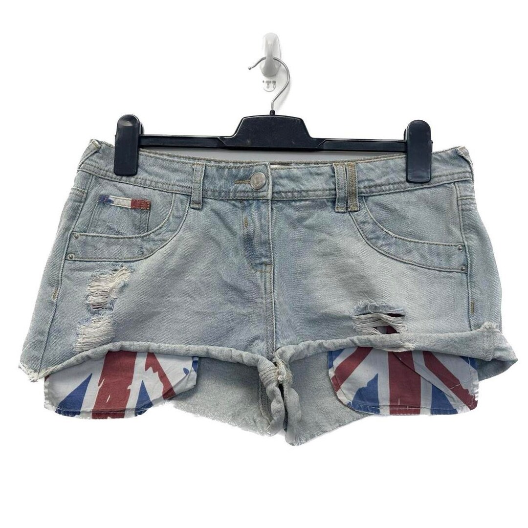 Y2k Yes Yes Blue Denim Union Jack Hot Pants Shorts Size 14 Etsy UK
