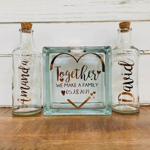 Sand Ceremony Set for Wedding, Together We Make A Family, Unity Candle Alternative, Wedding Decor Sand Unity Glass Set - Font B with heart