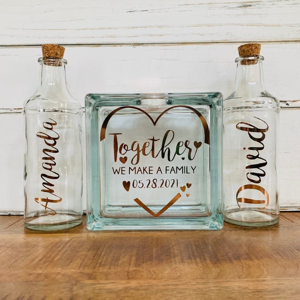 Sand Ceremony Set for Wedding, Together We Make A Family, Unity Candle Alternative, Wedding Decor Sand Unity Glass Set - Font B with heart