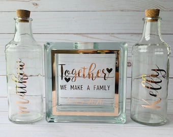 Sand Ceremony Set for Wedding, Together We Make A Family, Unity Candle Alternative, Wedding Decor Sand Unity Glass Set - Rose Gold Font B