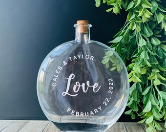 Honeymoon Sand Jar / Wedding Keepsake/ Bridal Shower Gift / Home Decor/ Glass Bottle with Cork