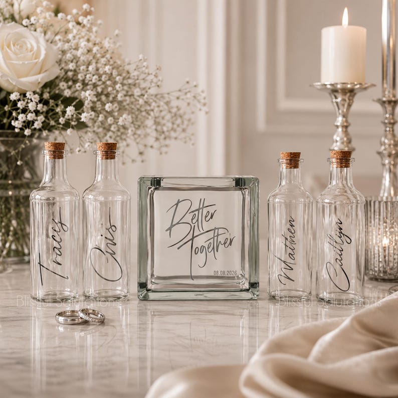 Personalized Sand Ceremony Set, Better Together Glass Block, Wedding Unity Alternative image 4
