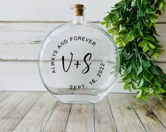 Glass Bottle for Wedding / Glass Pouring Bottle for Sand Ceremony Unity / Glass Bottle with Cork / Font C