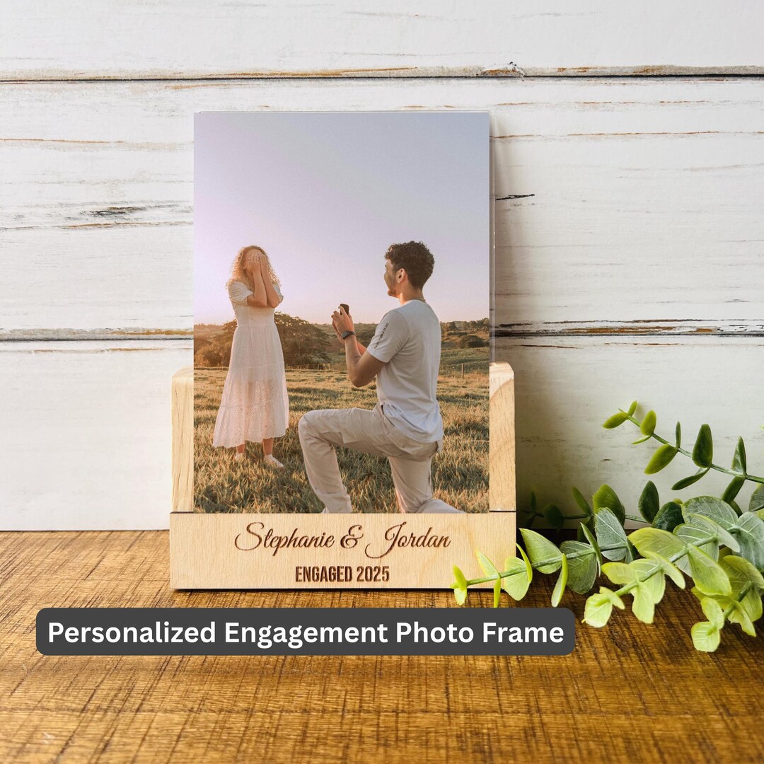 Personalized Engagement Photo Frame | Engagement Gift for Couple ...