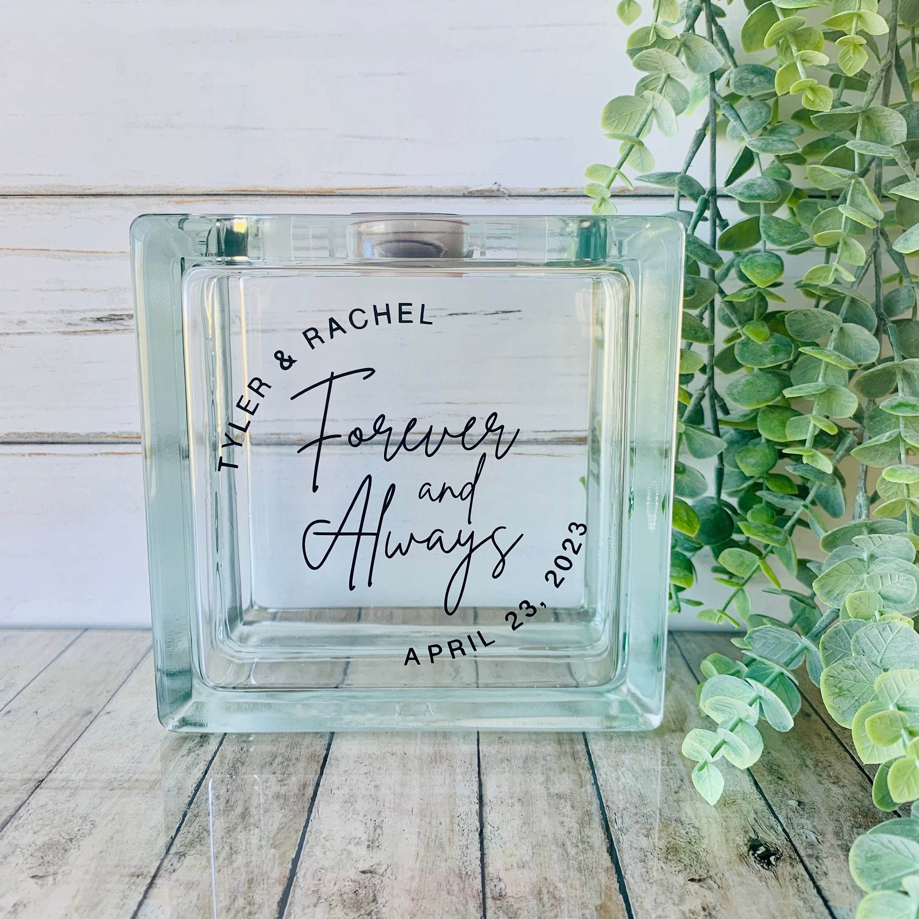 Sand Ceremony Set for Wedding, Unity Candle Alternative, Curved Personalized Text Custom Design, Wedding Decor - Forever and Always