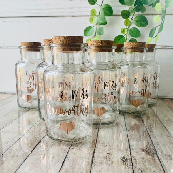 Personalized Honeymoon Sand Jar / Babymoon / Wedding  Favors / Travel Jar / Dried Flowers / Souvenir Glass Bottle with Cork