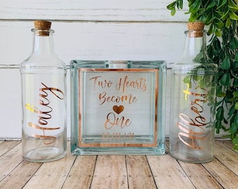 Sand Ceremony Set for Wedding, Blended Family, Two Hearts Become One, Personalized Wedding Sand Ceremony Unity Set, Wedding Keepsake