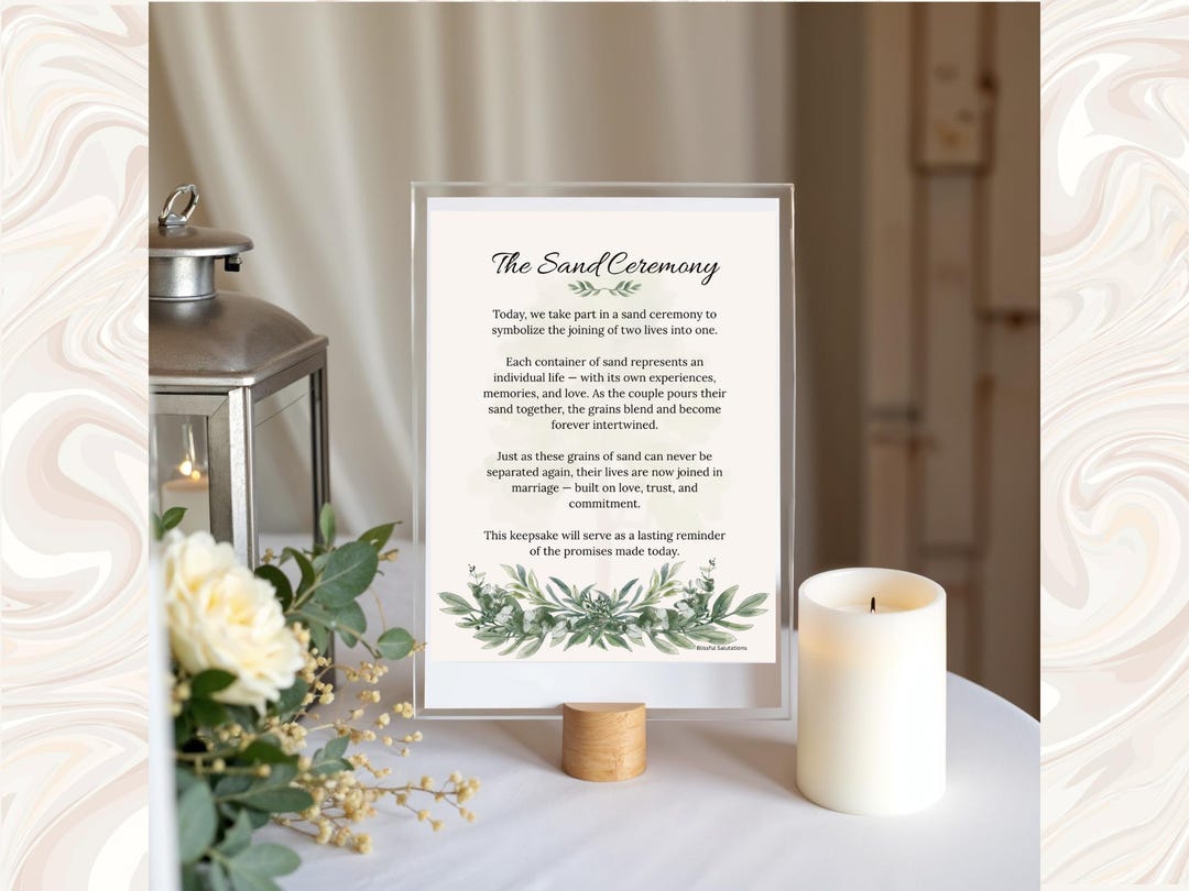 Sand Ceremony Script Printable Set, Wedding Unity Ceremony Reading ...