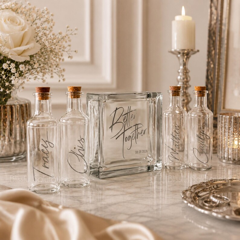 Personalized Sand Ceremony Set, Better Together Glass Block, Wedding Unity Alternative image 5