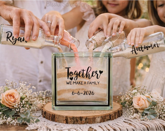 Featured listing image: Blended Family Sand Ceremony Set | Wedding Unity Ceremony With Children | Personalized Family Keepsake