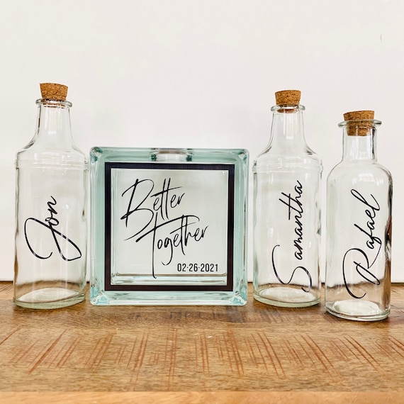 Personalized Sand Ceremony Set, Better Together Glass Block, Wedding Unity Alternative