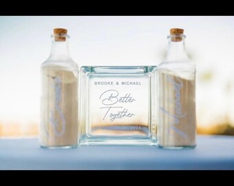 Personalized Sand Ceremony Set, Glass Block, Wedding Unity Candle Alternative