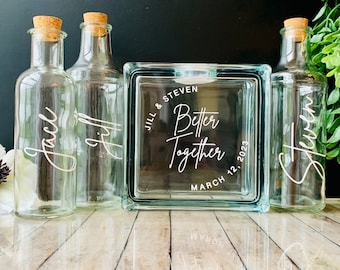 Better Together Sand Ceremony Set for Wedding, Unity Candle Alternative, Curved Text Custom Design, Wedding Decor Sand Unity Set