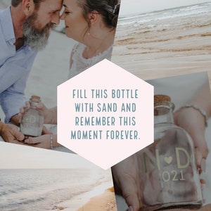 Glass Bottle for Wedding / Glass Pouring Bottle for Sand Ceremony Unity / Glass Bottle with Cork image 2