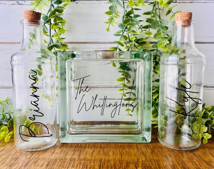 Featured listing image: Personalized Wedding Sand Ceremony Set, Glass Block Unity Keepsake