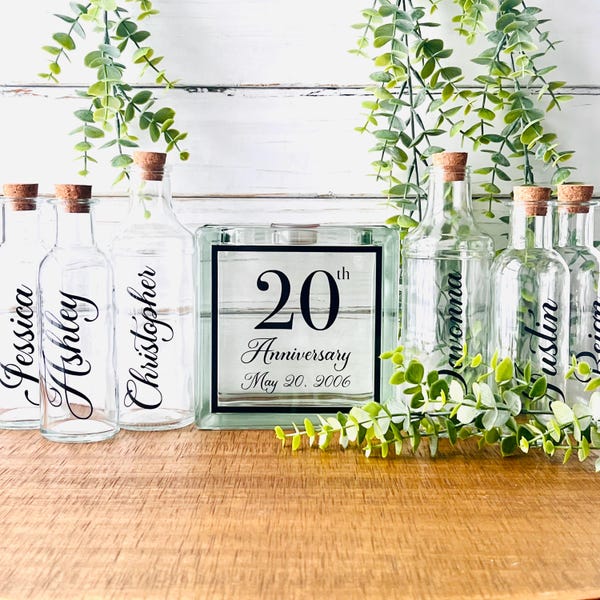 Anniversary Sand Ceremony Set with Kids – Family Unity Vase – Personalized Vow Renewal Ceremony – Milestone Anniversary Keepsake