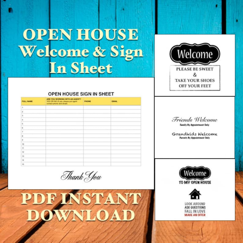 real estate realtor open house sign in sheet printable pdf open house welcome sign paper paper party supplies stokfella com