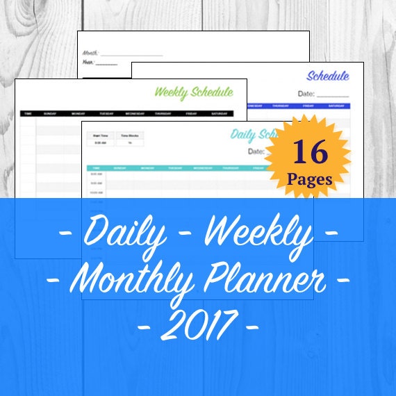 daily planner weekly planner monthly planner 2017 calendar