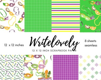 Seamless digital paper - mardi gras paper - mardi gras scrapbook paper - digital paper