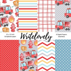 Nahtloses Scrapbook Papier Pack - Feuerwehrmann Papier - Digitales Papier - Feuerwehr - Feuerwehrmann - Kommerzielle Nutzung