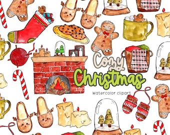 Cute christmas clipart digital download winter clipart holiday clipart bundle, holiday designs watercolor christmas png for commercial use