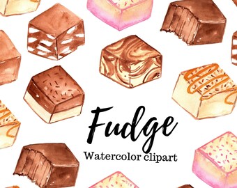 Watercolor clipart - fudge clipart - food graphics - dessert - chocolate - digital download