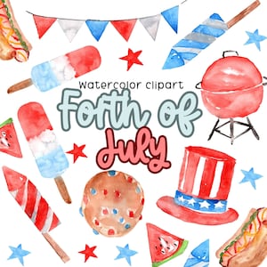 Watercolor clip art - forth of july - Independence Day - patriot digital download commercial use