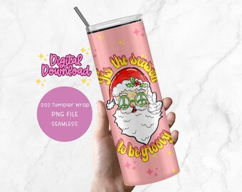 Retro Christmas tumbler wrap png, groovy christmas png digital download sublimation design commercial use