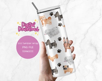 Dog tumbler wrap, dog tumbler png, digital download 20z tumbler sublimation design dog mom png