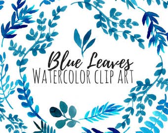 Watercolor flower clip art - Blue Floral Clip Art - Floral Clip Art - fern clip art Commercial Use