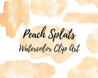 Watercolor Splash Clip Art - Peach Watercolor Splash - Paint Clip Art - Watercolor Blobs Clip Art - Commercial Use