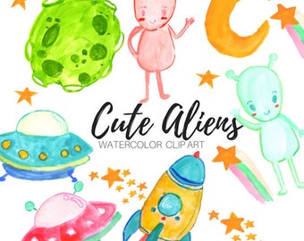 Alien clip art - Space clip art - Outer space clip art - Cute clip art - Galaxy clip art - Commercial Use