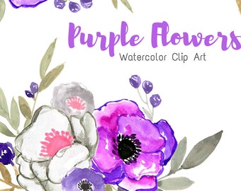 Watercolor Flower Clip Art - Watercolor Clip Art - Floral Wreath - Bouquet - Scrapbook Supplies - Commercial Use