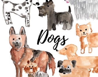 Dog clipart watercolor graphics pet illustration dog art commercial use clipart