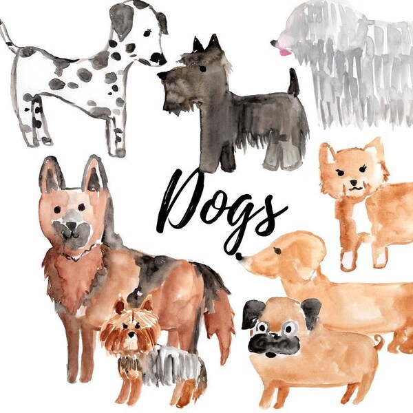 Dog clipart watercolor graphics pet illustration dog art commercial use clipart