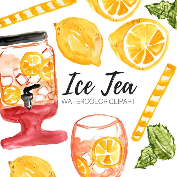 Watercolor clipart - Ice tea clipart - tea clipart - drink clipart - food clipart - digital stickers - commercial use