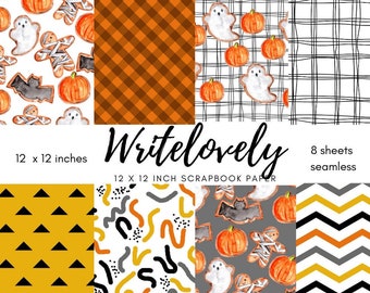 halloween cookie creepy scrapbook paper - digital paper - commercial use