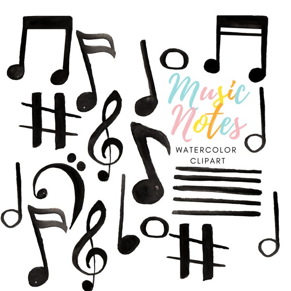 Watercolor music note clipart, melody, music class musical note  commercial use