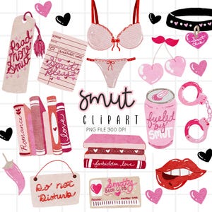 Smutty Book Lover clipart, smut boekhandel clipart, Valentijnsdag clipart, smut png, leesgrage clipart sublimatie graphics