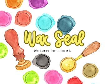 Watercolor clipart - wax seal clipart - stationary clipart - mail illustration - commercial use