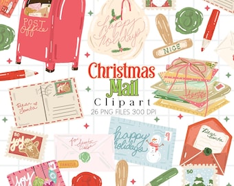 Christmas Mail Clipart, Letter For Santa PNG, Holiday Letters Clipart Digital Download