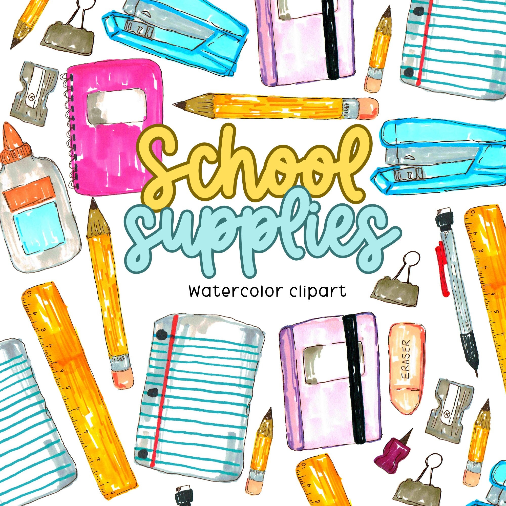 Back to School Clipart School Supplies Clipart, Backpack, Science Clipart,  Art Supplies, Hand Drawn Clipart, Scrapbooking Printables 