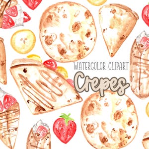 Aquarell Clipart,Aquarell,Crepe,Essen,Banane,Erdbeere, Frucht Crepes, Frühstück Essen, Dessert kommerzielle Nutzung
